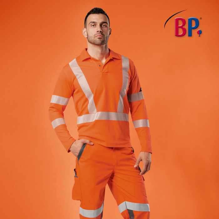 ĻOTI REDZAMĪBAS POLO T-KREKLS AR GARĀM PIEKĀRŅĀM Bierbaum-Proenen 2133-260-85, BRĪDINĀJUMS ORANŽS